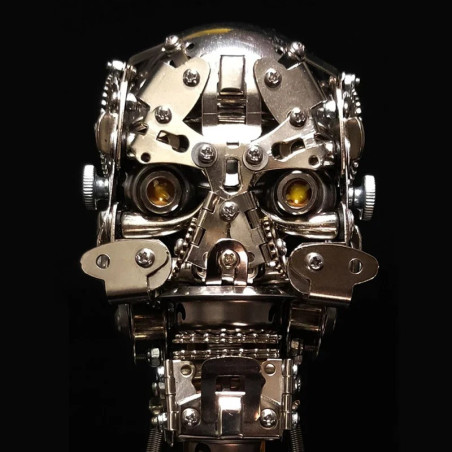 Avant Crâne Mécanique 3D "Tête de Fer Apocalyptique" – Puzzle Métal DIY 200 Pièces