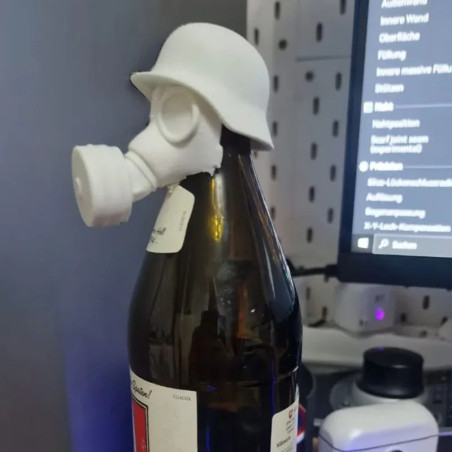 Bouchon de Bouteille Tête de Mort – "Soldat Gazé" Couleur Blanc