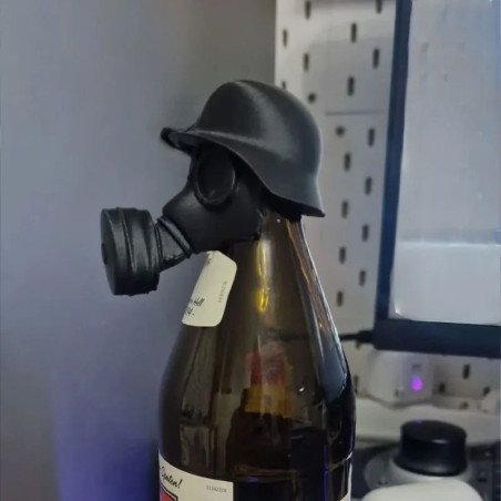 Bouchon de Bouteille Tête de Mort – "Soldat Gazé" Couleur Noir