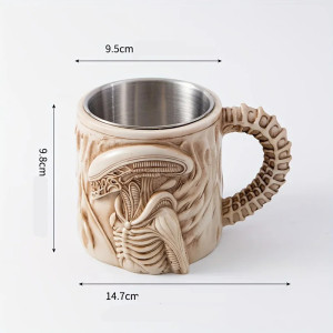 Dimensions Mug Tête de Mort Alien – ""XenoCafé Collector"" Couleur beige