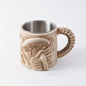Mug Tête de Mort Alien – ""XenoCafé Collector"" Couleur Beige