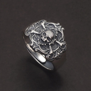 Bague Tête de Mort "Sceau des Damnés" en Argent Sterling 925 !