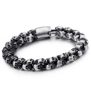 Bracelet Tête de Mort Acier "Légion d’Ombres Métalliques" Modele 3