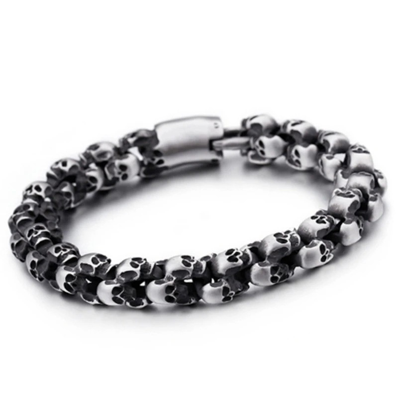 Bracelet Tête de Mort Acier "Légion d’Ombres Métalliques" Modele 3