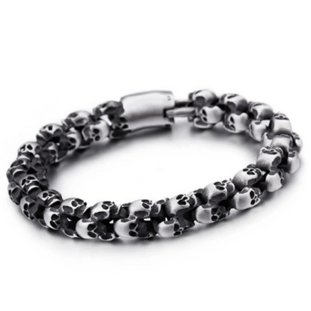 Bracelet Tête de Mort Acier "Légion d’Ombres Métalliques" Modele 3