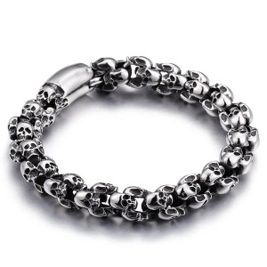 Bracelet Tête de Mort Acier "Légion d’Ombres Métalliques" Modele 4