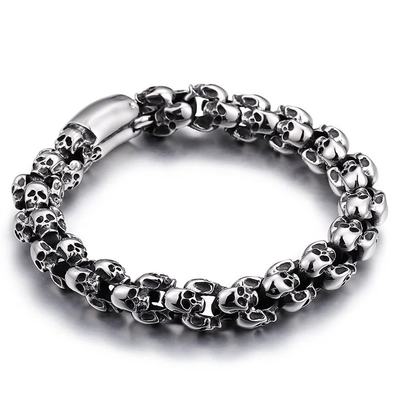 Bracelet Tête de Mort Acier "Légion d’Ombres Métalliques" Modele 4