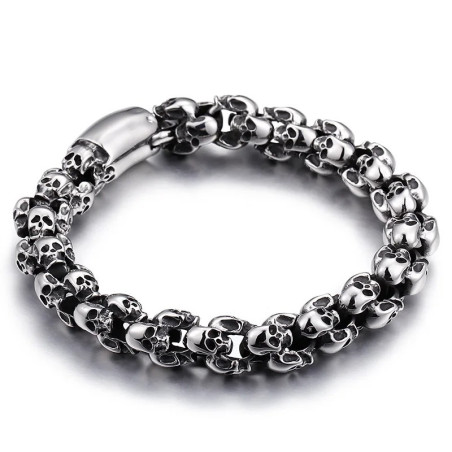 Bracelet Tête de Mort Acier "Légion d’Ombres Métalliques" Modele 4