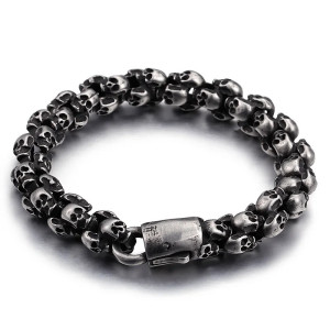 Bracelet Tête de Mort Acier "Légion d’Ombres Métalliques" Modele 2