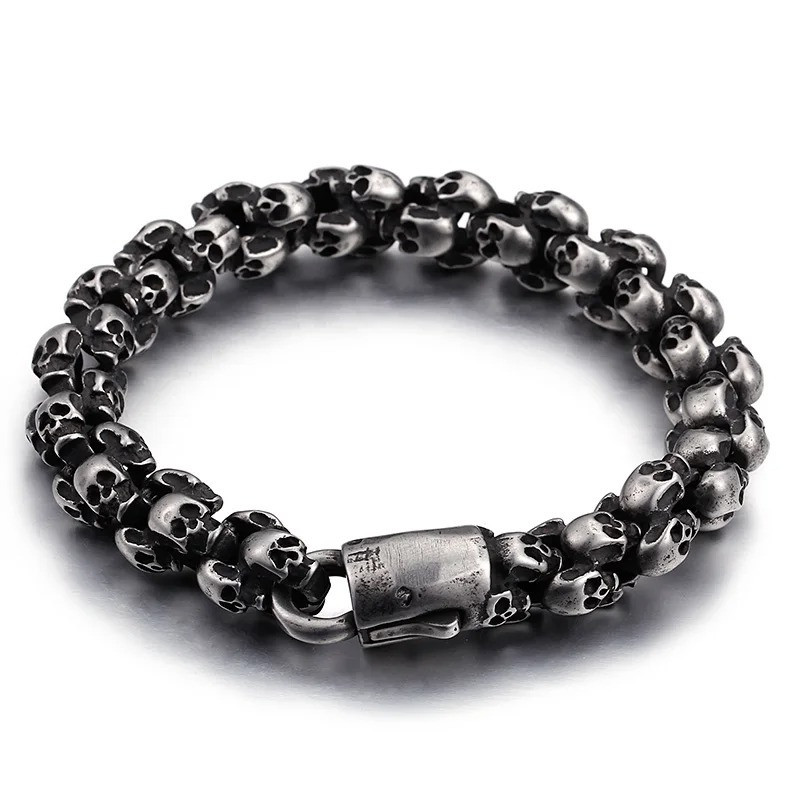 Bracelet Tête de Mort Acier "Légion d’Ombres Métalliques" Modele 2