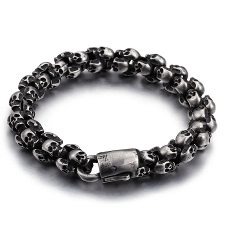 Bracelet Tête de Mort Acier "Légion d’Ombres Métalliques" Modele 2