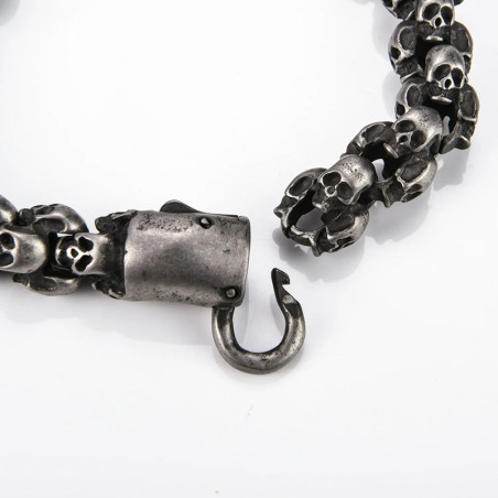 Vue générale Bracelet Tête de Mort Acier "Légion d’Ombres Métalliques" - 5 couleurs au choix !