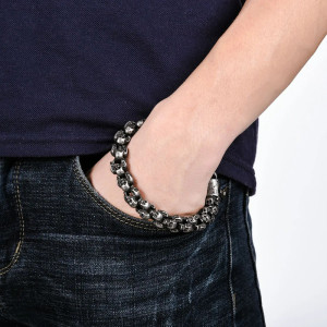 Vue Portée Bracelet Tête de Mort Acier "Légion d’Ombres Métalliques" - 5 couleurs au choix !