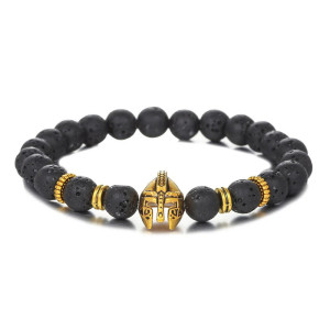Bracelet Viking Pierre de Lave "Garde du Guerrier Sombre" Couleur jaune