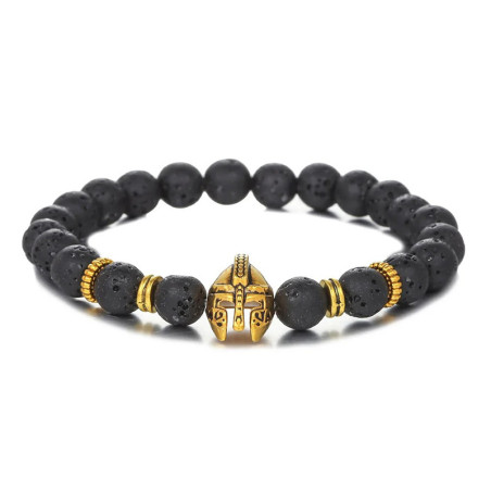 Bracelet Viking Pierre de Lave "Garde du Guerrier Sombre" Couleur jaune