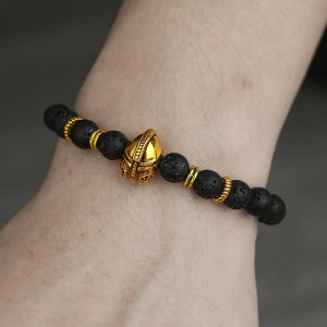 Vue Portée Bracelet Viking Pierre de Lave "Garde du Guerrier Sombre" -  3 couleurs au choix !