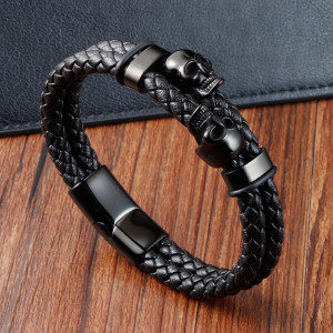 Bracelet Crânes Jumelés "Âmes Jumelles du Chaos" Couleur noir