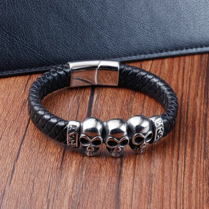 Bracelet Tête de Mort "Confrérie des Quatre Crânes"