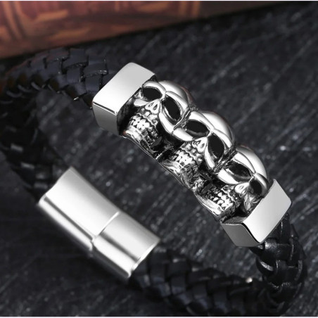 Vue générale Bracelet Crânes Massifs "Totem Métallique des Damnés"