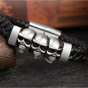 Bracelet Crânes Massifs "Totem Métallique des Damnés"