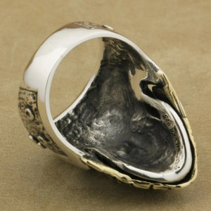 Détails intérieur de la Bague Tête de Mort Biker Masqué en Argent  Stetrling 925