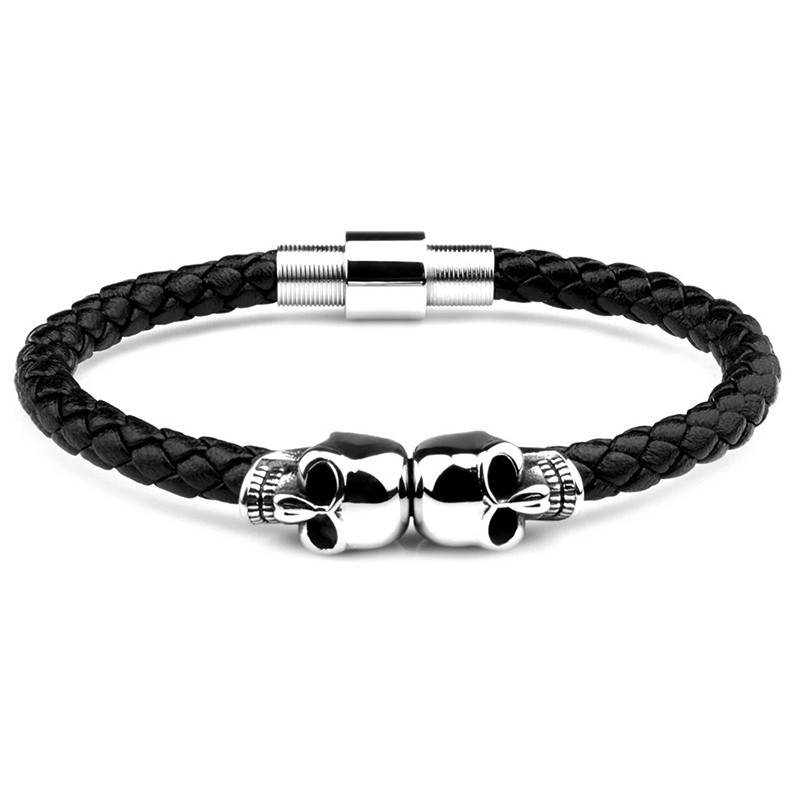 Bracelet Crânes Empilés – "Duel des Damnés" Couleur Argent