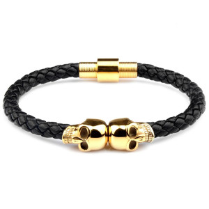 Bracelet Crânes Empilés – "Duel des Damnés" Couleur or