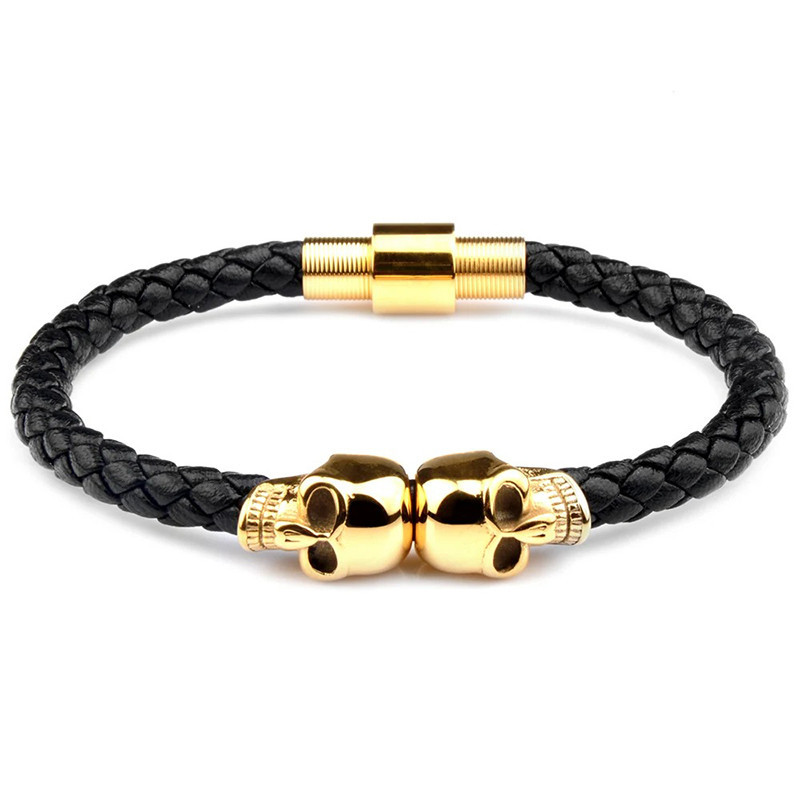 Bracelet Crânes Empilés – "Duel des Damnés" Couleur or