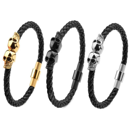 Vue générale Bracelet Crânes Empilés – "Duel des Damnés" -  3 couleurs au choix !