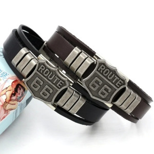 Bracelet Cuir Route 66 "Esprit Biker de l’Ouest"