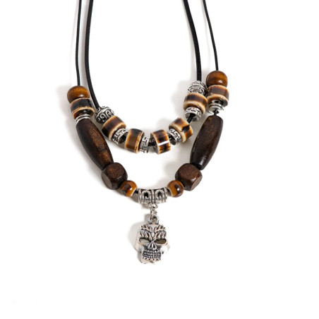Vue détaillée Collier Tête de Mort "Totem Sauvage"