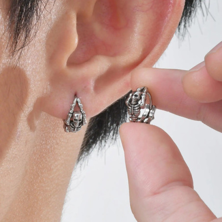Vue Portée Boucles d’Oreilles Tête de Mort "Deadly Redemption"