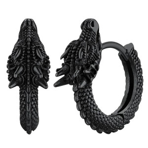 Boucles d’Oreilles Dragon "Ouroboros Brutal" Couleur Noir