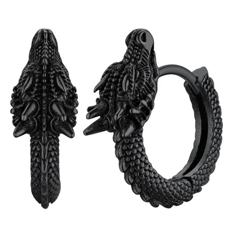 Boucles d’Oreilles Dragon "Ouroboros Brutal" Couleur Noir