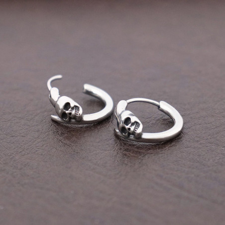 Avant Boucles d’Oreilles Tête de Mort Crâne Cornu
