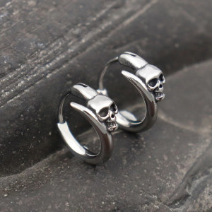 Boucles d’Oreilles Tête de Mort Crâne Cornu