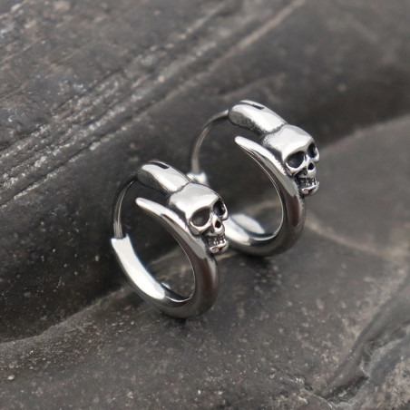 Boucles d’Oreilles Tête de Mort Crâne Cornu