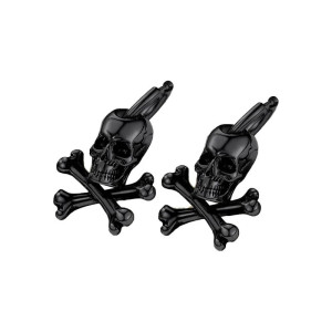 Boucles d'Oreilles Tête de Mort "Crâne Pirate X-Bones" Couleur noir