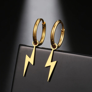 Boucles d'Oreilles Rock "Éclair Sauvage" Couleur or