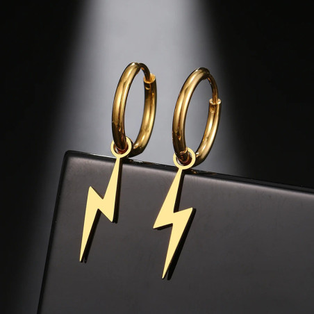Boucles d'Oreilles Rock "Éclair Sauvage" Couleur or
