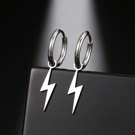 Boucles d'Oreilles Rock "Éclair Sauvage" Couleur Argent