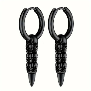 Boucles d'Oreilles Rock – Balles Crâniennes "Dead Shot" Couleur Noir