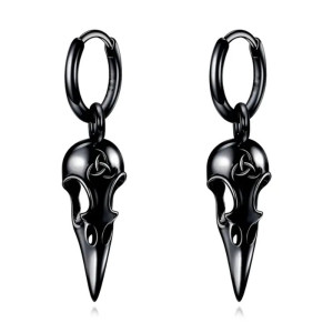 Boucles d'Oreilles Goth "Corbeau Sombre" Couleur Noir