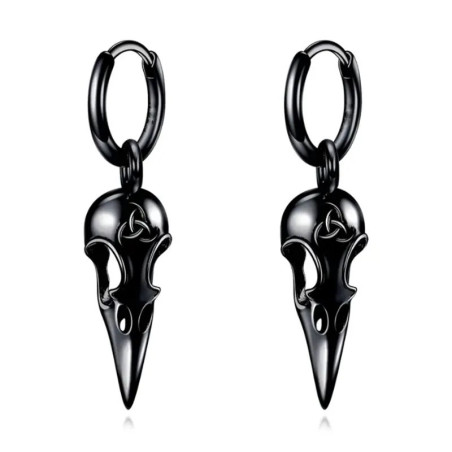 Boucles d'Oreilles Goth "Corbeau Sombre" Couleur Noir