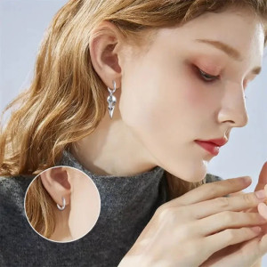 Vue Portée Boucles d'Oreilles Goth "Corbeau Sombre" Couleur Argent