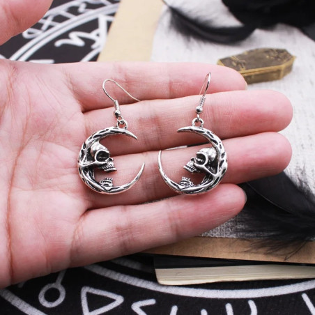 Boucles d’Oreilles Tête de Mort "Crâne Lunaire"