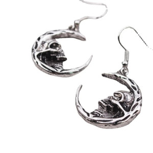Vue générale Boucles d’Oreilles Tête de Mort "Crâne Lunaire"