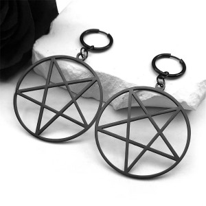Boucles d’Oreilles Gothique Pentacle "Cercle Occulte" Couleur noir
