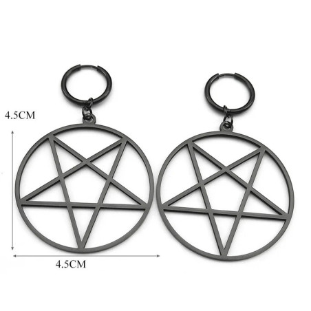 Dimensions Boucles d’Oreilles Gothique Pentacle "Cercle Occulte"