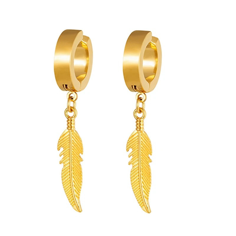 Boucles d’Oreilles Rock – Plume Sauvage Couleur or